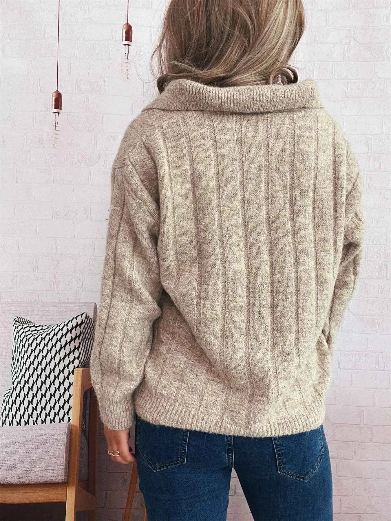 Ribbed Hem Quarter Zip Sweater 619ea5f6d27d46f8833f29d91f71d264-Max-Origin