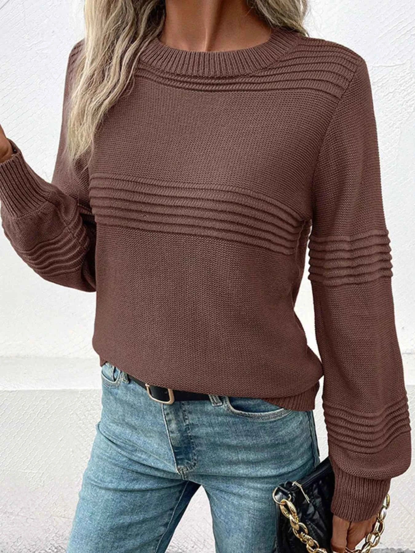 Round Neck Long Sleeve Sweater 61aa73db-8649-433f-81d5-01f5a445327e-Max-Origin