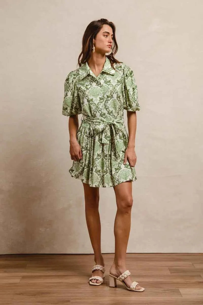 BiBi Tied Floral Short Sleeve Mini Shirt Dress 61b5db8fe4cd4b66ac5cd7bcf1fb3057-Max-Origin