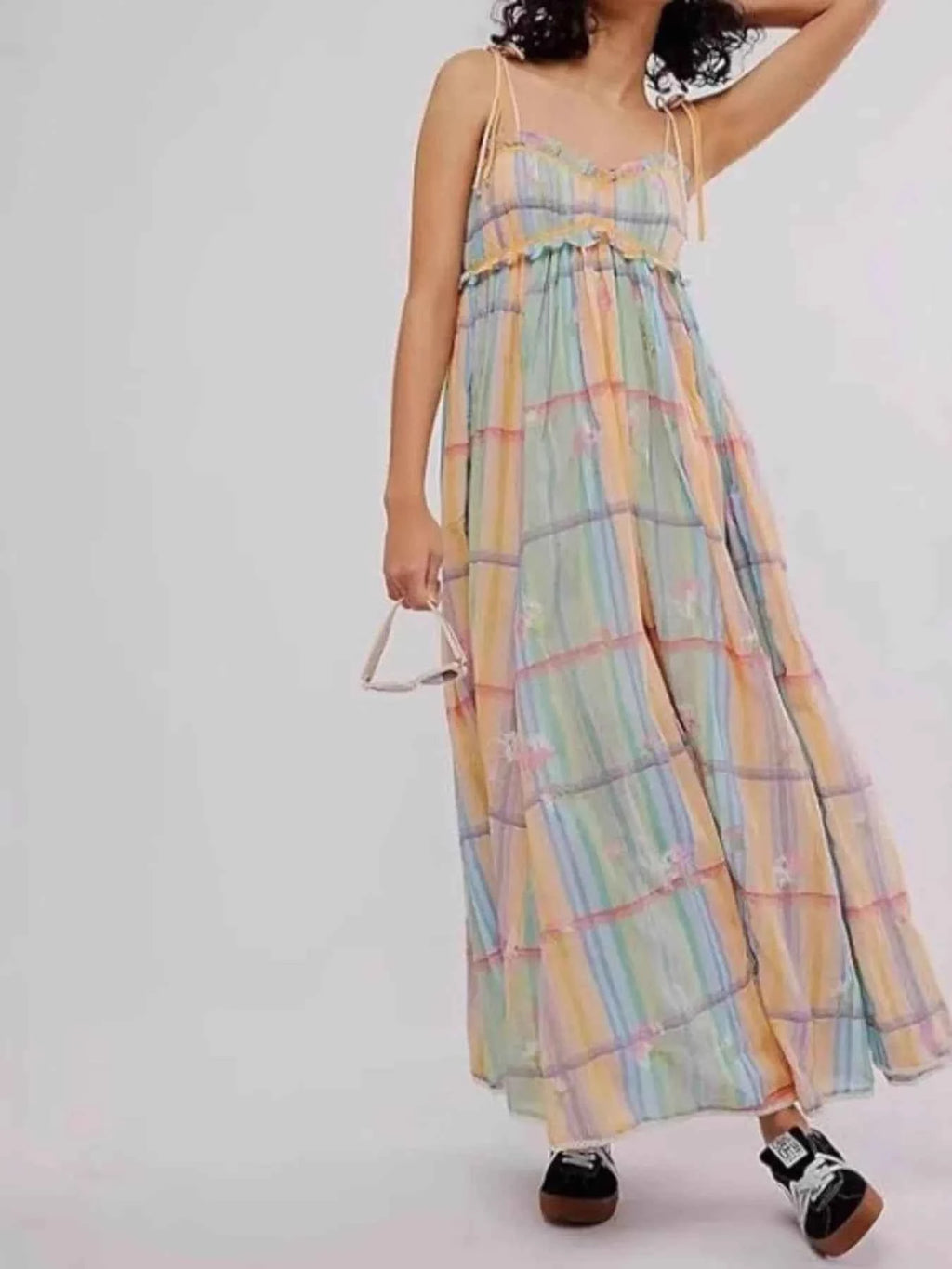 Pastel Plaid Back Smocked Maxi Cami Dress 61bb064dcf3b49458fa29805197761a5-Max-Origin