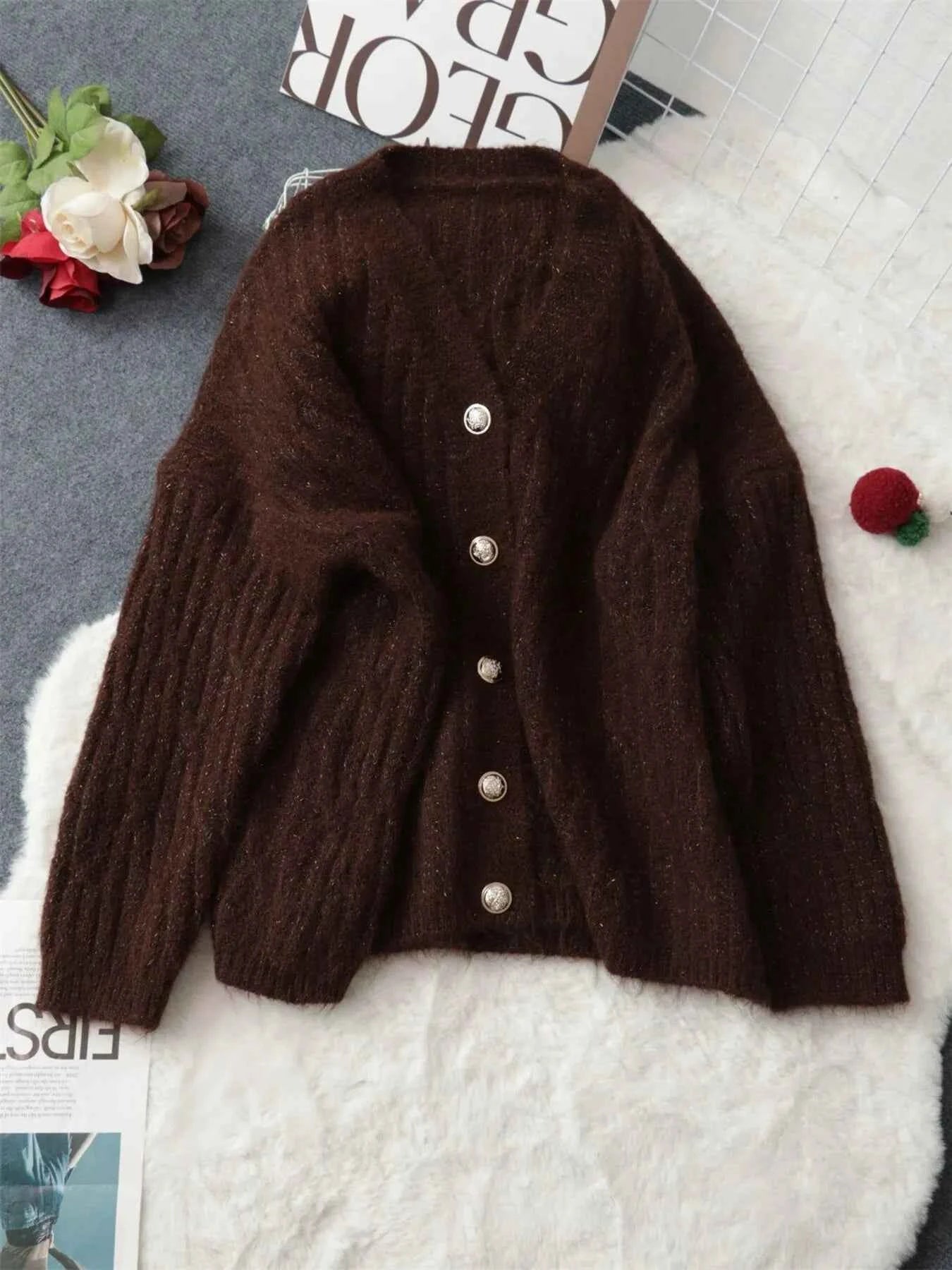 Cable Knit Button-Up Cardigan 61c960afa4cd45b7bcd93794568161b4-Max-Origin