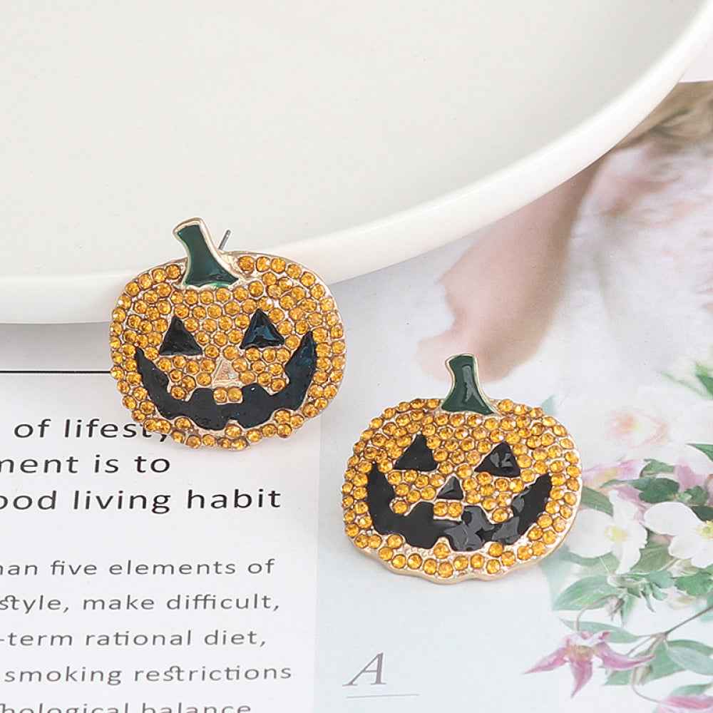Demon Pumpkin Rhinestone Alloy Earrings 621289ab273345a8b016985829e76a3e-Max