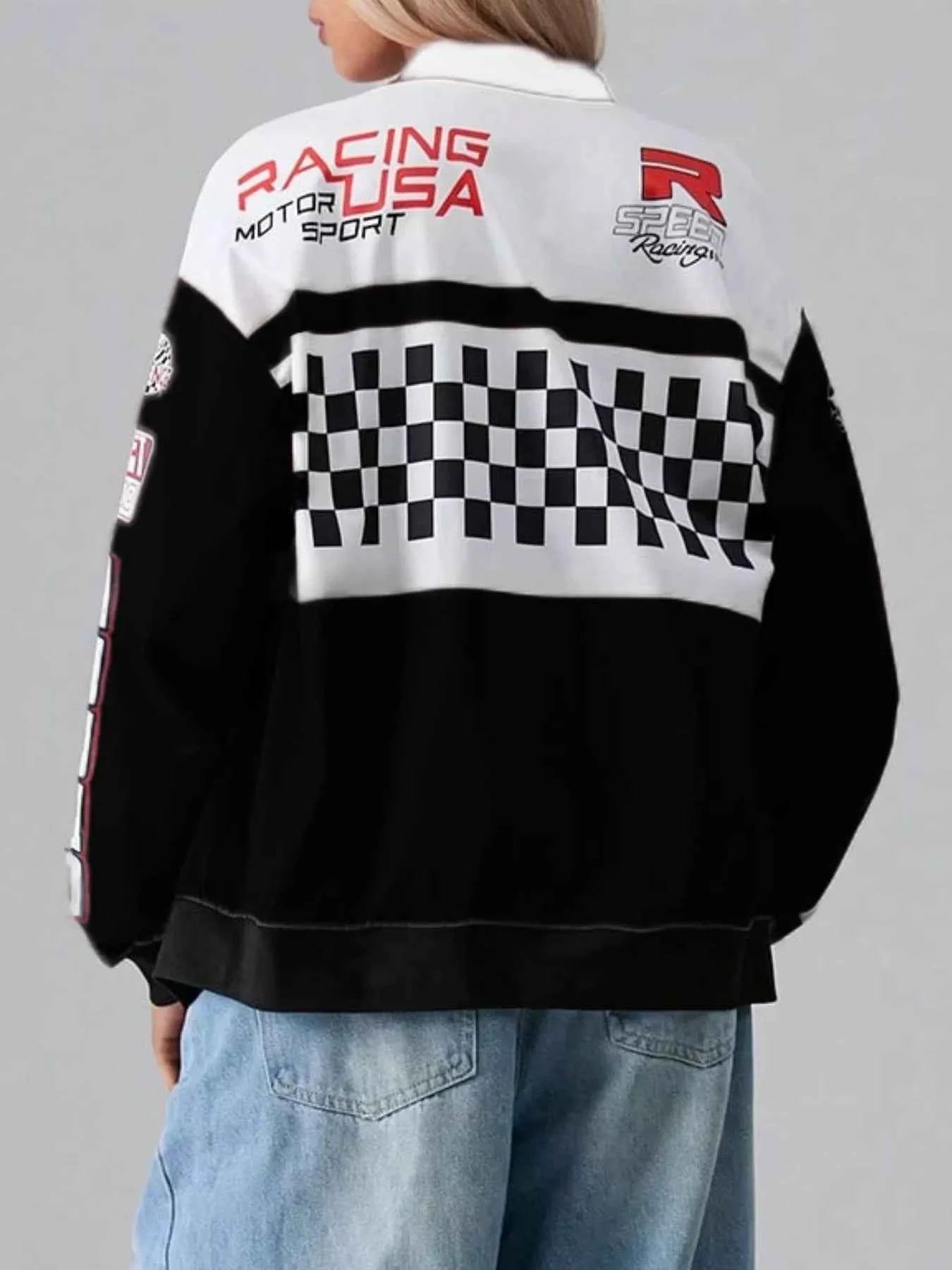 Letter Zip Up Dropped Shoulder Jacket 623b717f-83e8-419b-9668-923809873453-Max-Origin