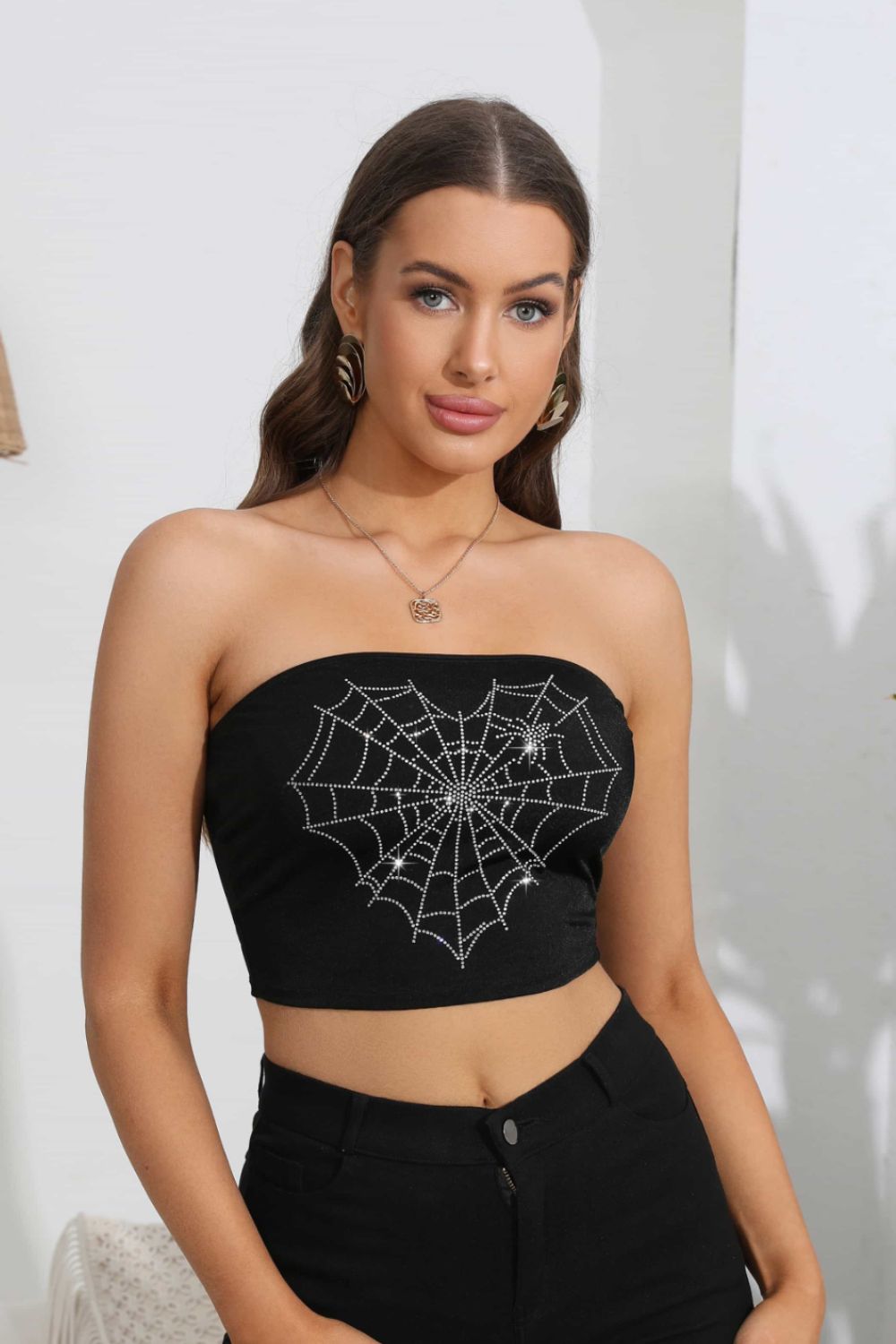 Heart Spider Web Graphic Tube Top 62519e6b9d8948258d80699073fe3d53-Max