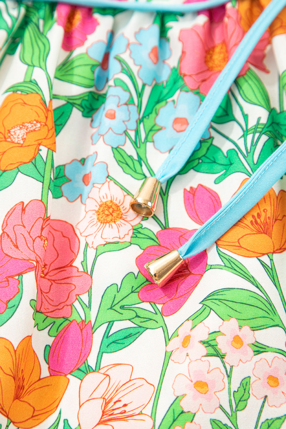 Green Floral Print Striped Trim Puff Sleeve Babydoll Blouse 628216fb3efb60c3