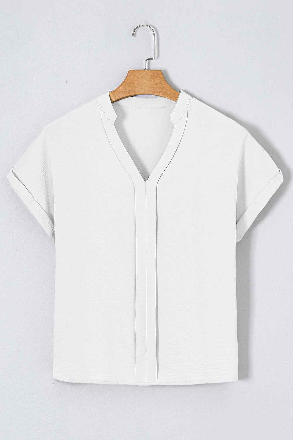 White Notched Neck Batwing Sleeve Blouse 62ae42ddadfdf774