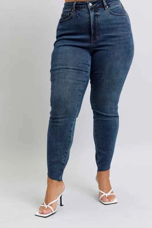 Judy Blue Full Size High Waist Tummy Control Step Hem Skinny Jeans Plus Size 62d66070-e458-4025-90e6-456d0c27bc2e-Max-Origin
