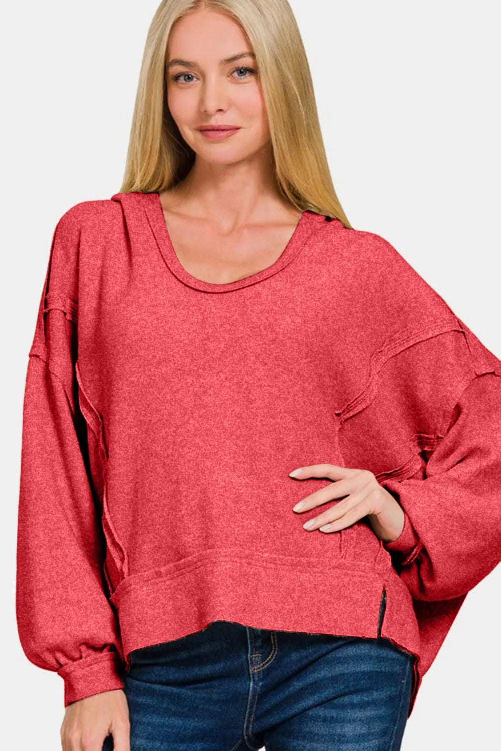 Zenana Brushed Hacci Exposed Seam Hoodie 62ea2653-07d5-4281-9770-b5e82d5027d6-Max-webp_3