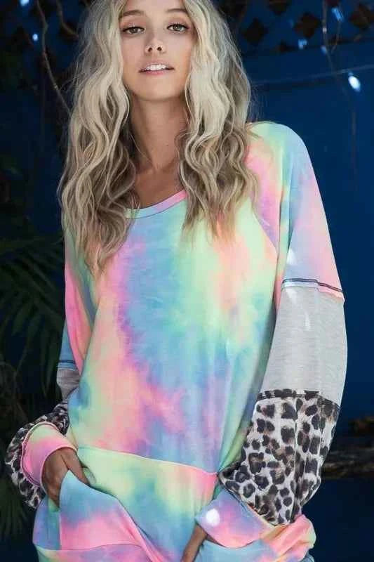 BiBi Tie Dye French Terry Sweatshirt with Contrast 62edddf579c248c2a4068abd3fbcbe75-Max-Origin