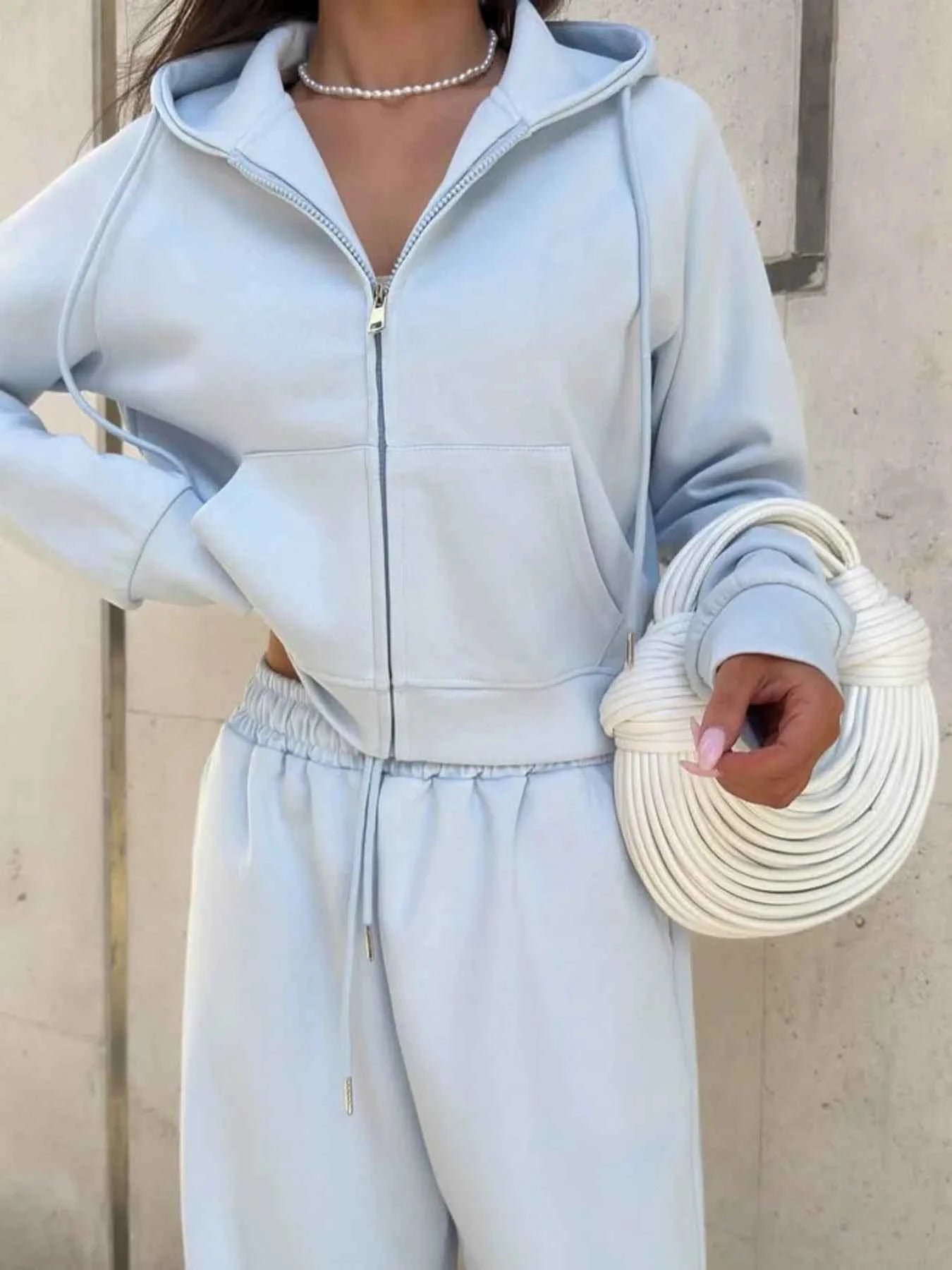Zip Up Drawstring Hoodie and Pants Set Light Blue 63036385ce2741c18fe307829c55cbc9-Max-Origin