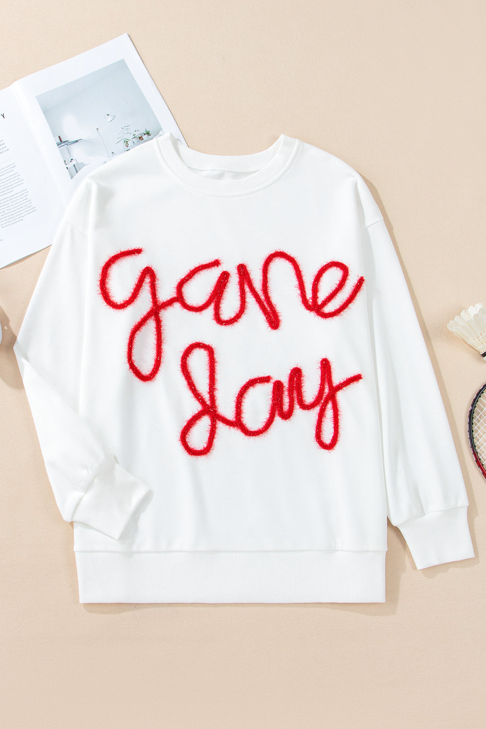 Black Tinsel Game Day Drop Shoulder Sweatshirt White 631756df29734094