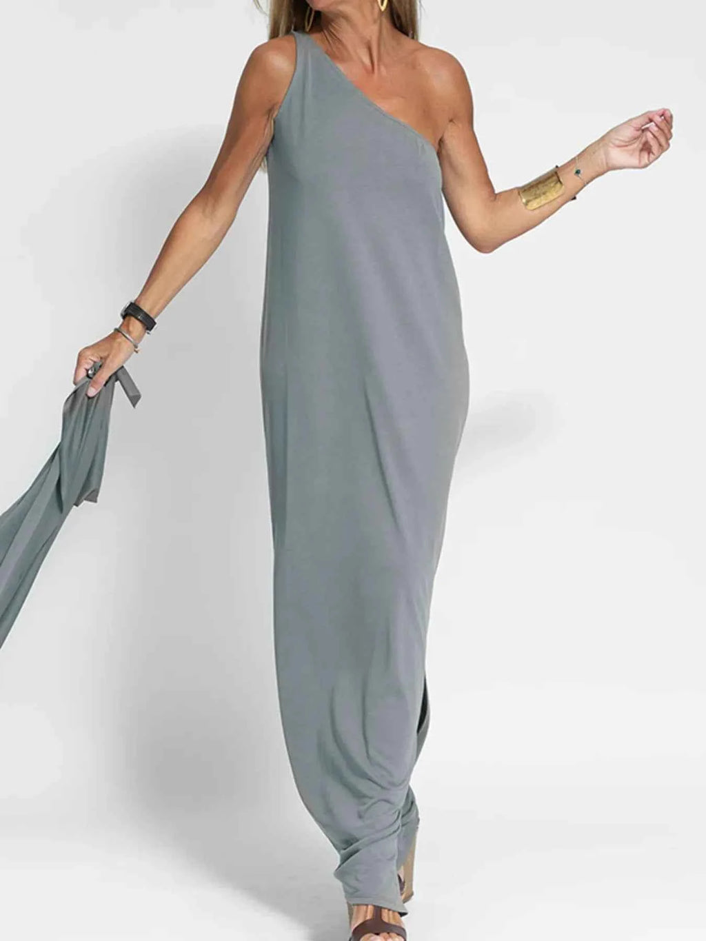 One-Shoulder Maxi Dress with Side Slit Grey 63fd0342df5f4afda8ae3164faafdd65-Max-Origin