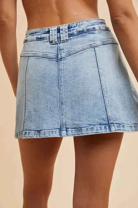 Annie Wear Button Detail Stretch Denim Wrap Mini Skort 63ffbdd3877d4a91b71c839234b626a7-Max-Origin
