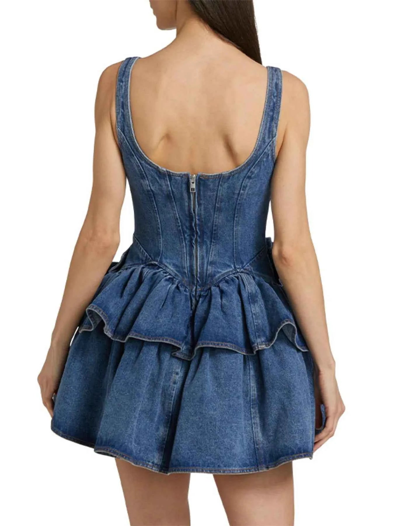 Ruffled Layered Scoop Neck Denim Dress 645c5c63210f48b4966425118a59a728-Max-Origin
