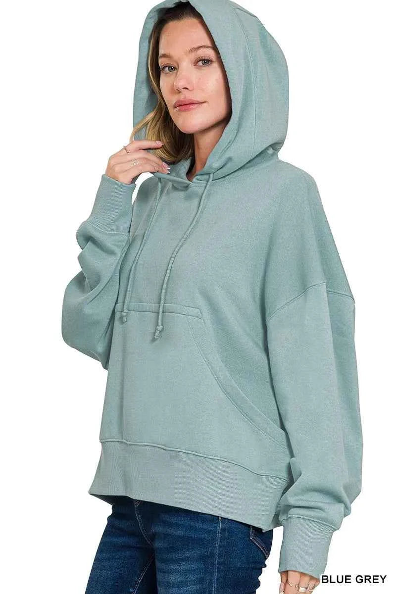 Zenana Oversized Fleece Kangaroo Pocket Hoodie 64703f9f78664723a2e5e810f49e75a8-Max-Origin
