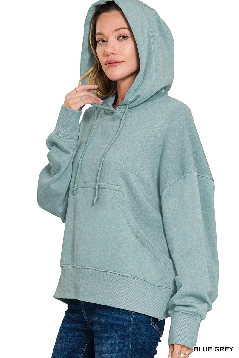 Zenana Oversized Fleece Kangaroo Pocket Hoodie 64703f9f78664723a2e5e810f49e75a8-Max-Origin