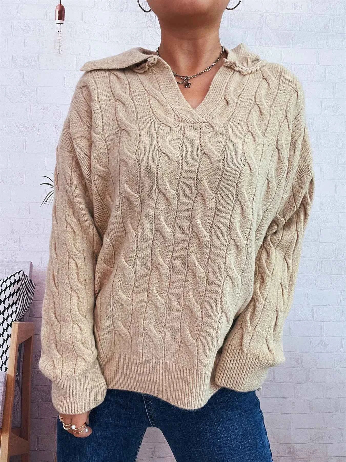 Cable Knit Johnny Collar Sweater 6485722a2b5446298037361ebe4af656-Max-Origin
