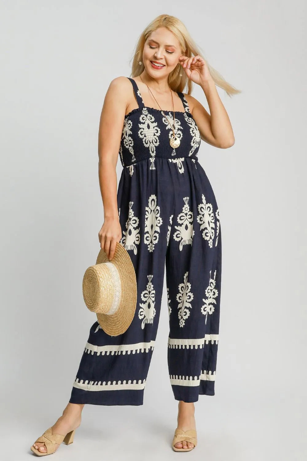 Umgee Full Size Smocked Printed Wide Leg Jumpsuit Plus Size 64923ff6-e9bb-4baf-a18d-8ac30cc1892d-Max-Origin