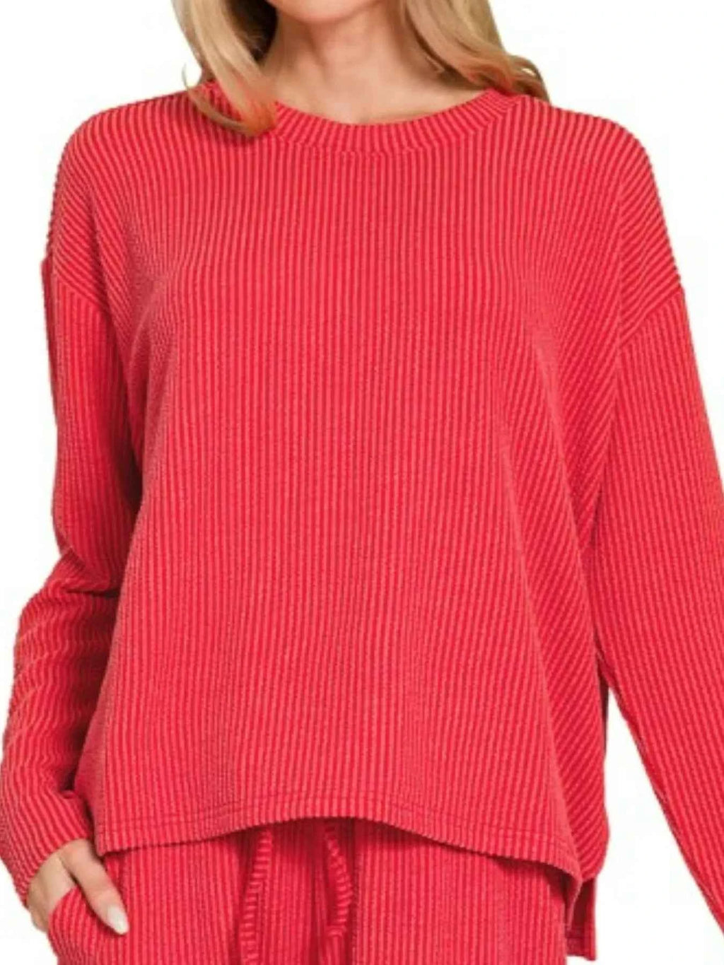 Zenana Corded Rib Long Sleeve Tee and Shorts Set 64a33f3c-df95-4a40-bc4a-fb145ed76b7b-Max-Origin