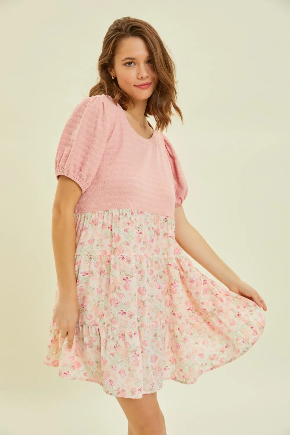 HEYSON Full Size Round Neck Floral Ruffle Hem Mini Dress French Rose 64b50ea7-8da7-436c-966f-8bdb49a4fdbc-Max