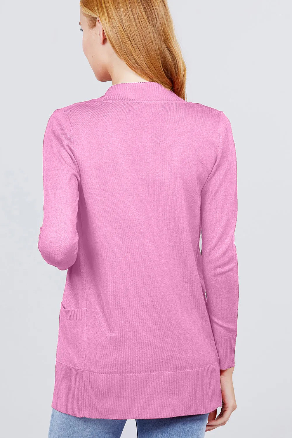 ACTIVE BASIC Ribbed Trim Open Front Cardigan 64d53c61-3b6d-4487-8446-e716c277d650-Max