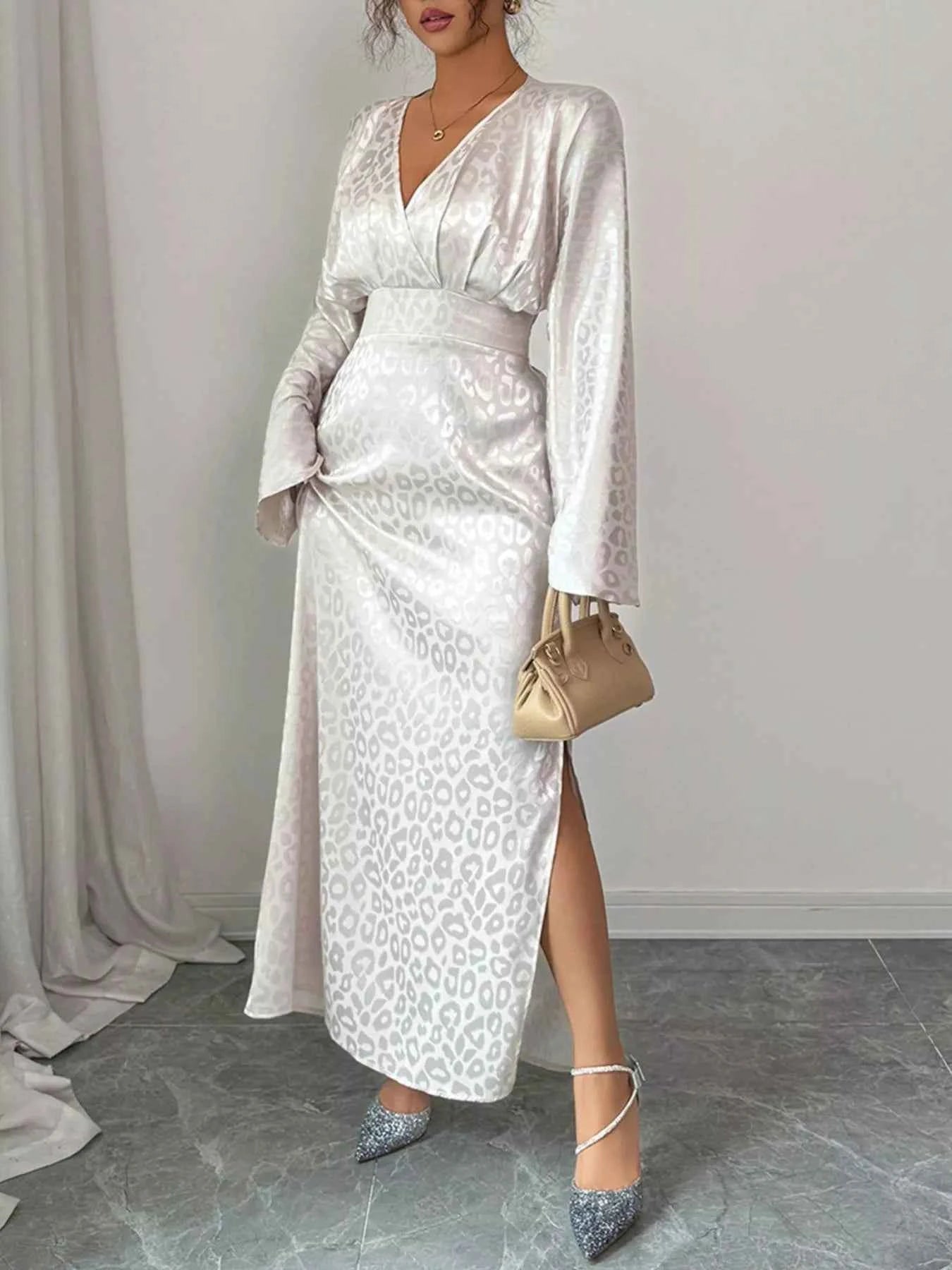 Leopard Surplice Long Sleeve Maxi Dress Apricot 64e0289c-219a-4116-b39e-31270ba1f3c0-Max-Origin