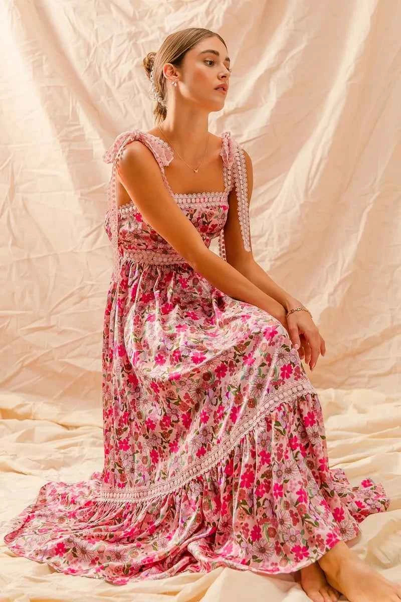 SO ME Floral Maxi Dress With Ribbon Tie Lace Strap 64f7fab1332e4177a07dfc3e8176f24e-Max-Origin
