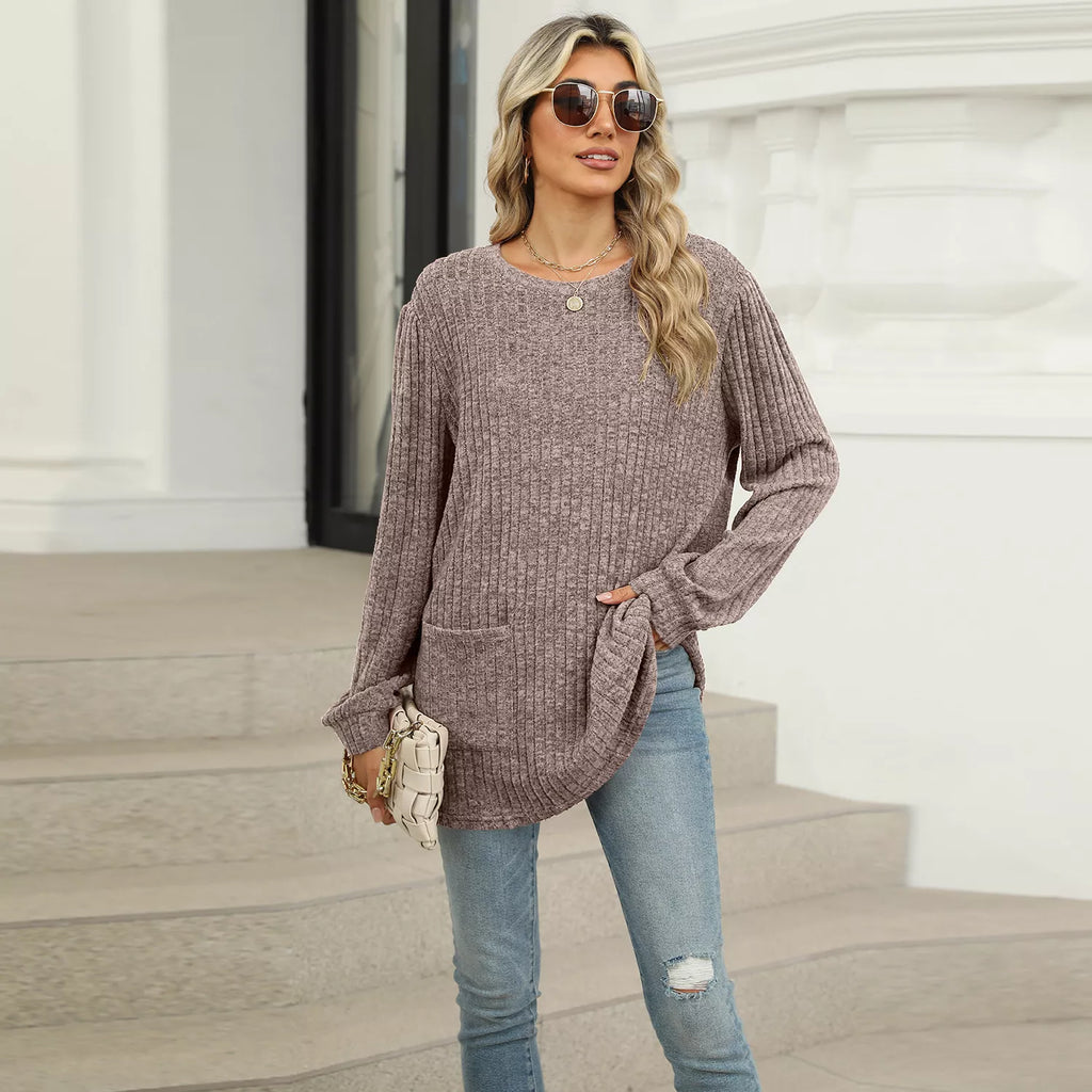 Ribbed Knit Long Sleeve T-Shirt 6513a501-82fc-4d7d-a4f0-0b0cb1c01f27-Max-Origin