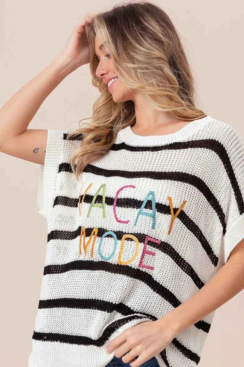 BiBi Vacay Mode Lettering Drop Shoulder Striped Sweater 65560d6b1f0c4bf589a3abdc862ed39c-Max-Origin