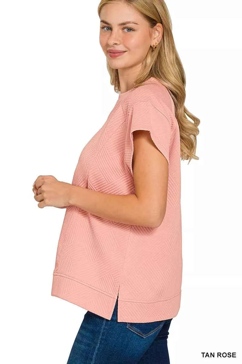 Zenana Textured Knit Jacquard Short Sleeve Top 65828836fc514467b7c69e9a38d5a39c-Max-Origin