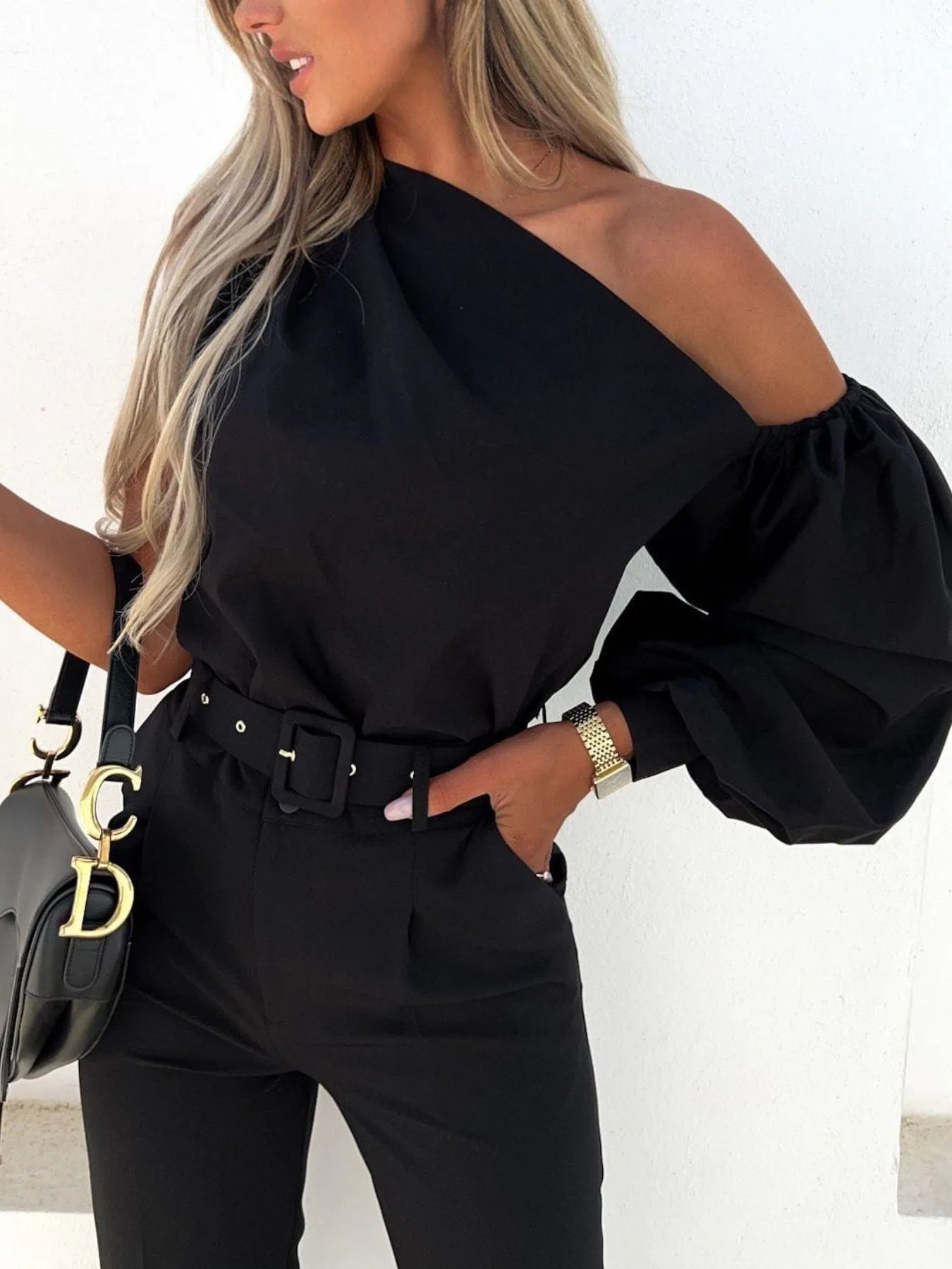 One Shoulder Puff Sleeve Blouse 6591f652-1ab9-4242-b0ee-25cb60e978c7-Max-Origin