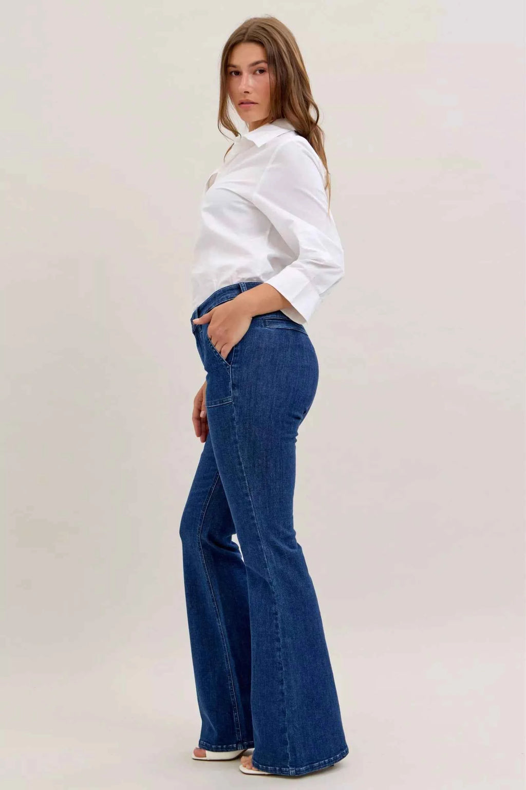 Judy Blue High Waist Flare Jeans with Front Patch Pockets 65bd65e2-c696-4201-aa69-b3413375c224-Max-Origin