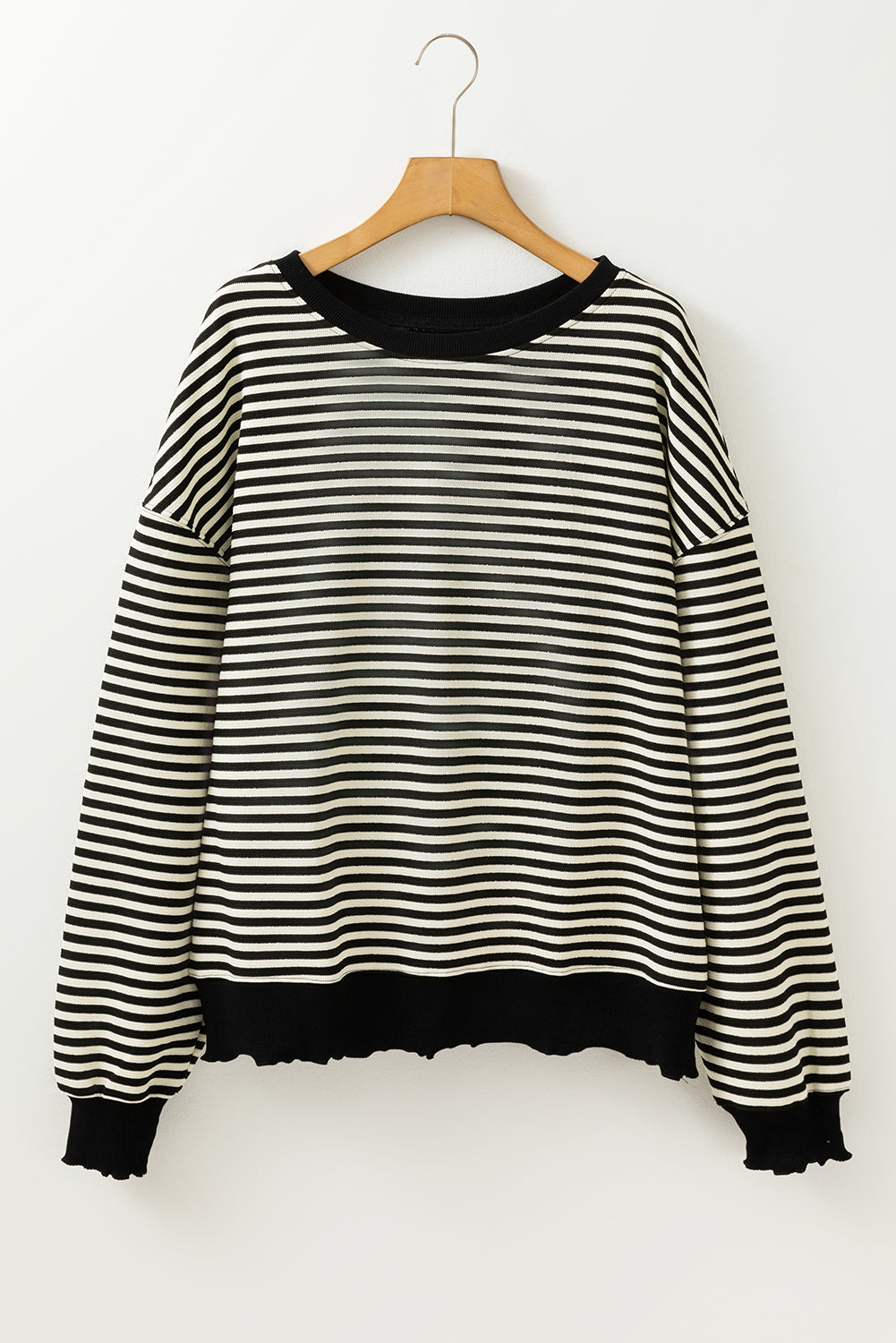 Brown Stripe Drop Shoulder Long Sleeve Top 65c2766534a4ae70