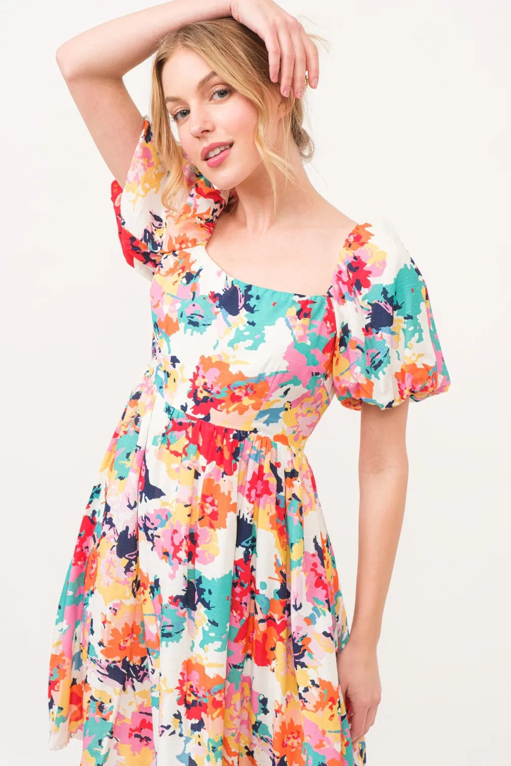 And The Why Square Neck Puff Sleeve Floral Dress 65fb1c2d-a720-4050-8e0f-8fc0c3a156ed-Max