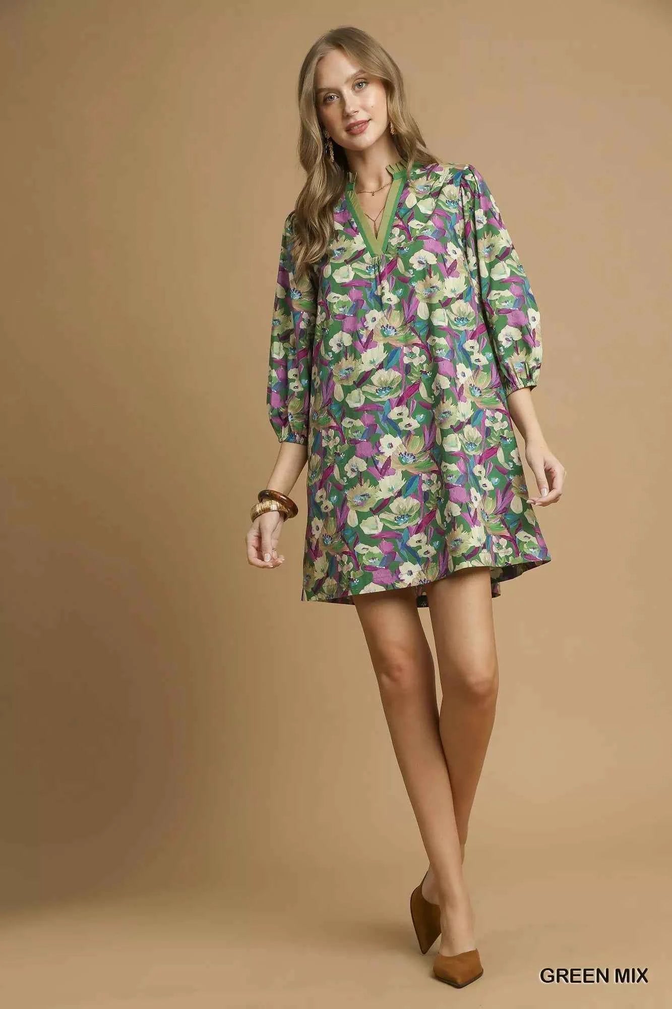 Umgee Boho Floral Balloon Sleeve Mini Dress 65feed41-8f95-4047-92aa-b4248fb71c11-Max-Origin