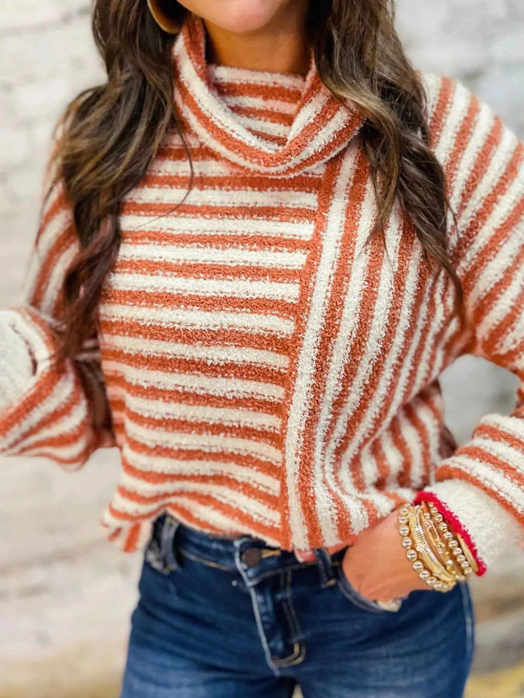 Striped Cowl Neck Long Sleeve Sweater 6623d36a-69ca-4e66-9448-ea16b052fe35-Max-Origin