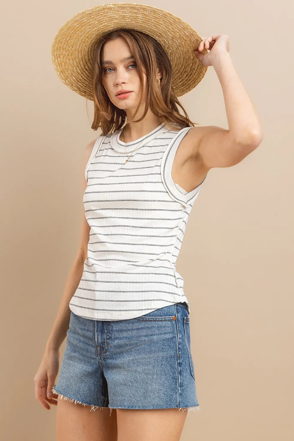 Ces Femme Striped Round Neck Tank 66474367-10b8-4c25-8d86-d7db7a138b3b-Max