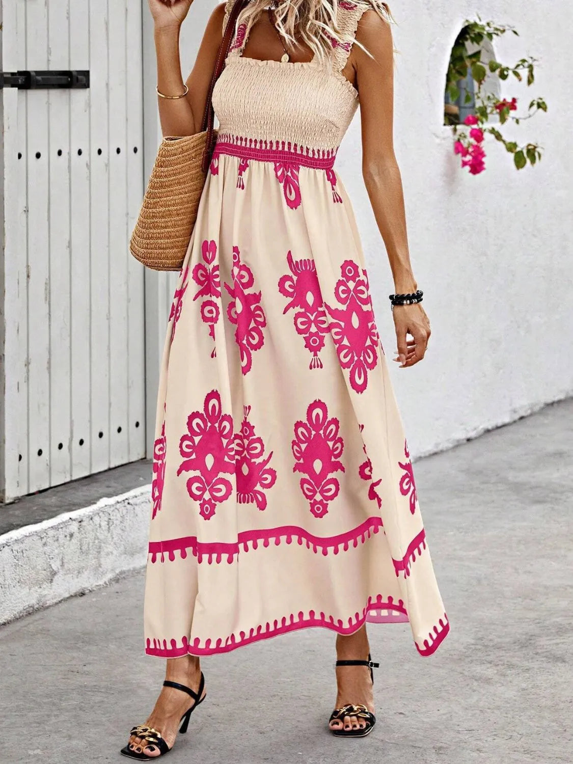 Smocked Printed Wide Strap Maxi Dress Pink 667f85e8-60ab-4000-9a6e-46191254f245-Max-Origin