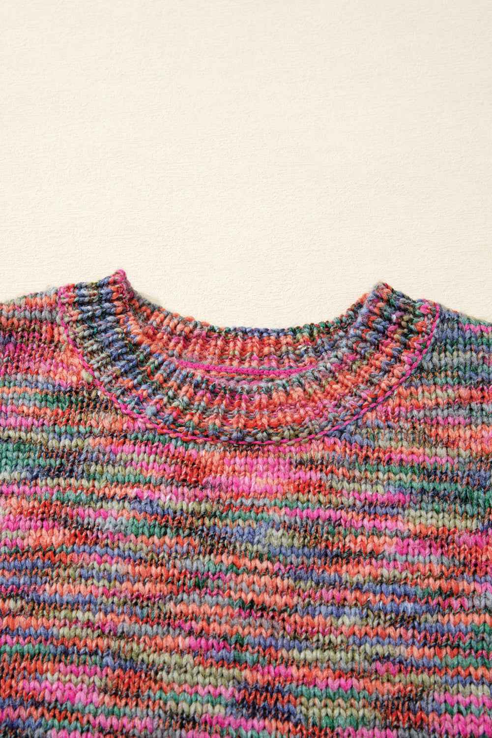 Purple Space Dye Yarn Crew Neck Sweater 668d91786f8660a6