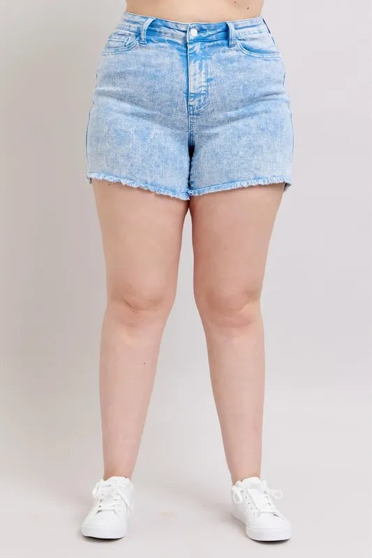 Judy Blue Full Size Mid Rise Garment Dyed Denim Shorts Plus Size 6696527b-665b-441c-b634-00f635e54f7f-Max-Origin