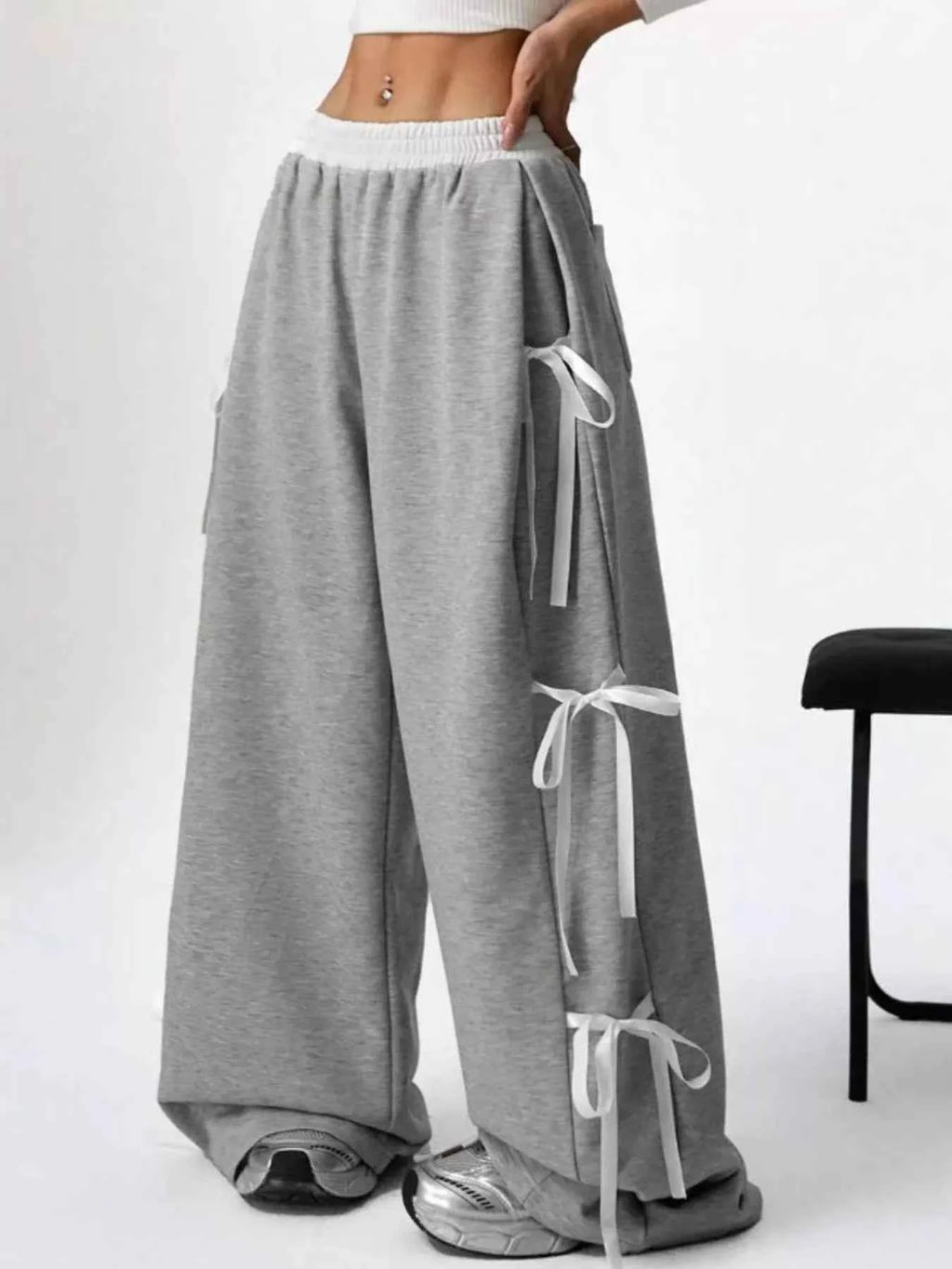 Side Tie Wide Leg Pants Grey 66b65b71d58945f3af7c2373a4a2415e-Max-Origin