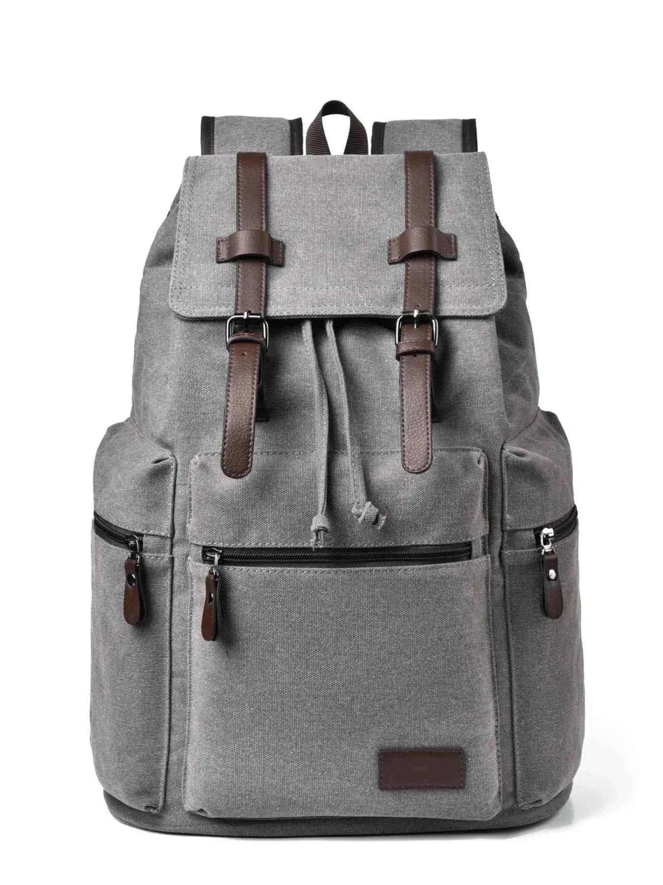 Canvas Backpack Bag with Buckle Straps Gray One Size 66e1f32d91704302bc687e1c90ec4f0e-Max-Origin