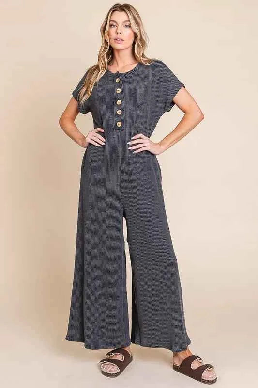 BOMBOM Rib Knit Jumpsuit with Button Detail 66eecc55f47b402293484cd5035cea85-Max-Origin
