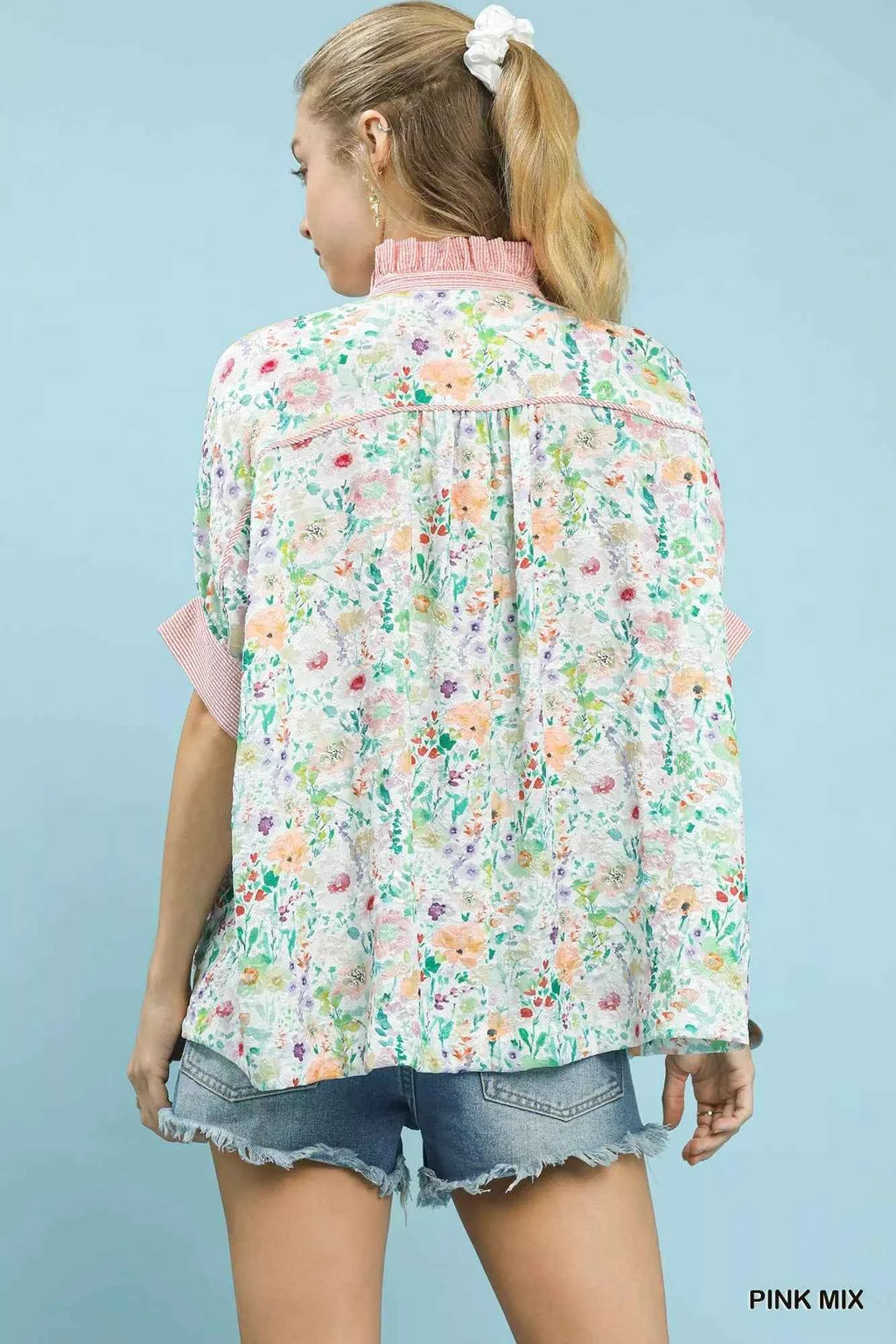 Umgee Jacquard Floral Print Button-Down Shirt 66f7e8e5-680f-4142-a616-b8d8c3ac3fbf-Max-Origin