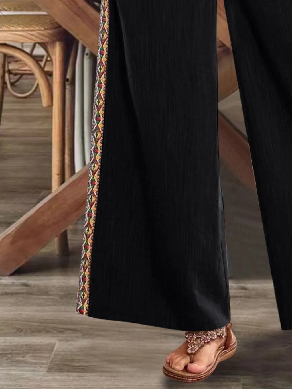 Bohemian Wide Leg Embroidered Side Stripe Pants 670443ca-b5e9-427e-a01d-99977b55806d-Max-Origin