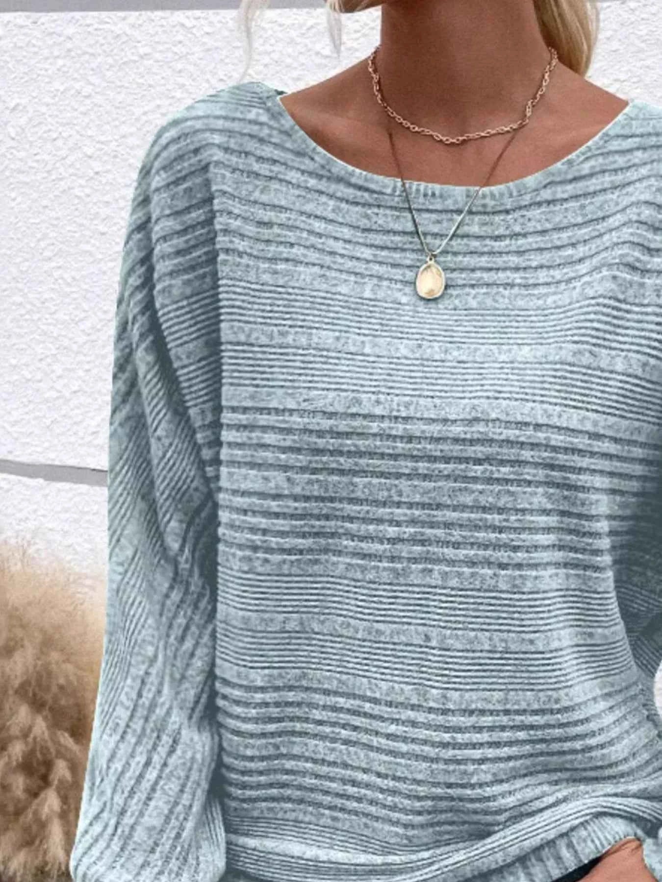 Ribbed Round Neck Long Sleeve Top 6704c9d9-2d5c-442f-96ed-968aded8acdf-Max-Origin