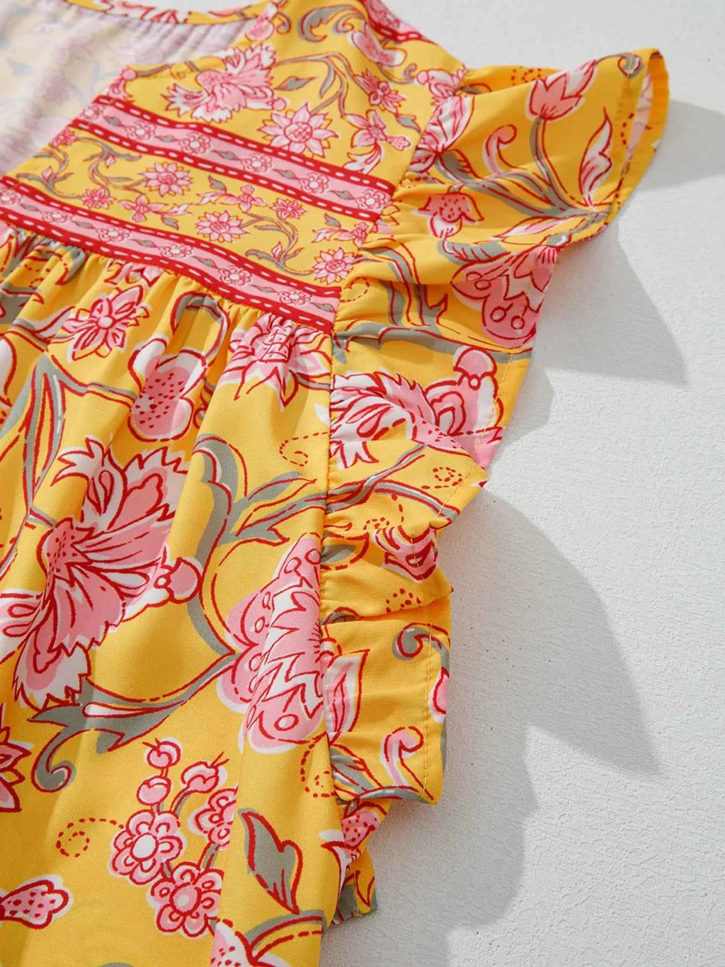 Floral Notched Neck Ruffled Sleeve Casual Blouse 6739aa0ebc994b89b6d8fdfa3e5b2d4b-Max-Origin