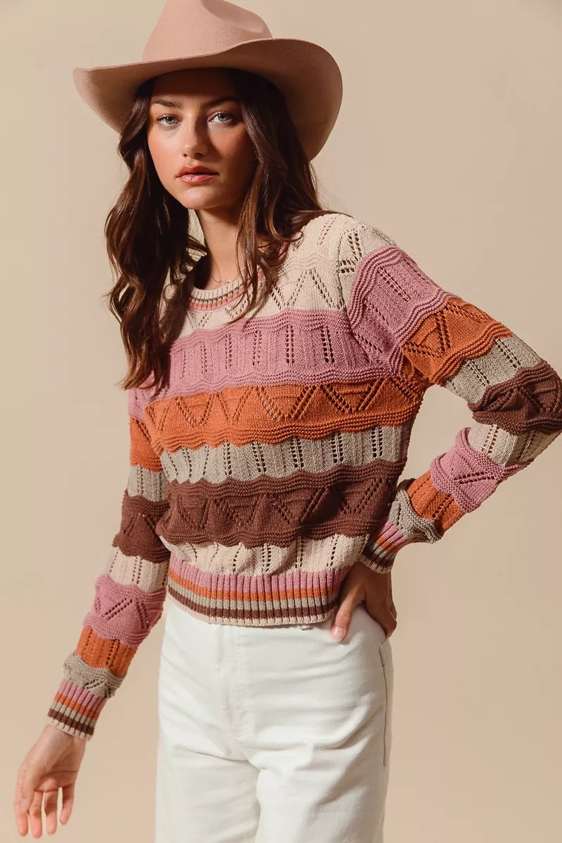 SO ME Multi Color Wavy Stripe Sweater Top 6770b7a7df7d457499d6da4d0232b003-Max-Origin