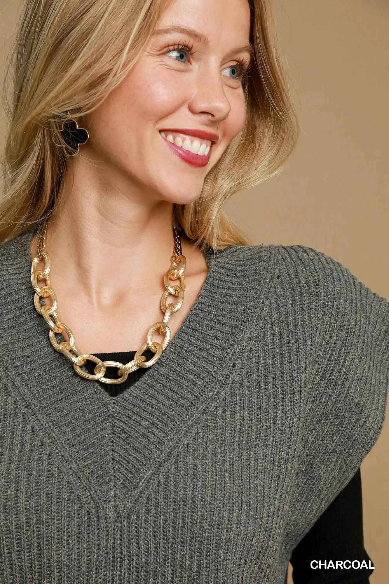 Umgee Oversized V Neck Ribbed Sweater Vest 67a199a1-b6df-4a29-8424-f40bc26b035b-Max-Origin