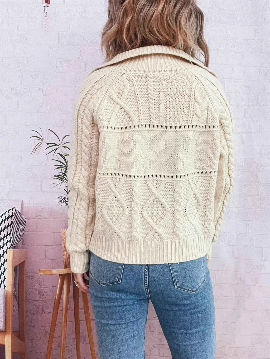 Openwork Cable Knit Button-Up Cardigan 67d0f22b65c042d7892aa0adf0dc53f9-Max-Origin